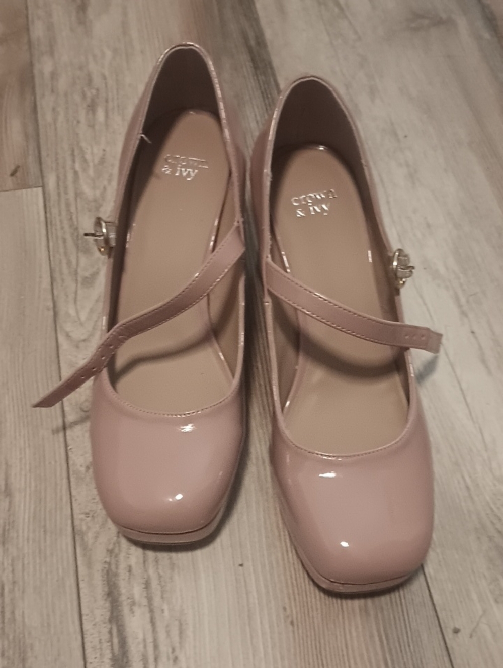 crown & ivy Pink Patent Mary Jane Platform Pumps